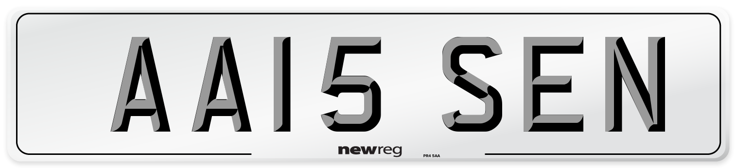 AA15 SEN Front Number Plate