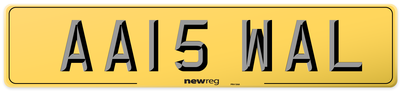 AA15 WAL Rear Number Plate