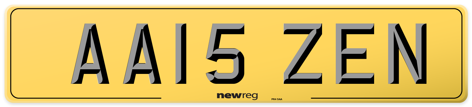 AA15 ZEN Rear Number Plate