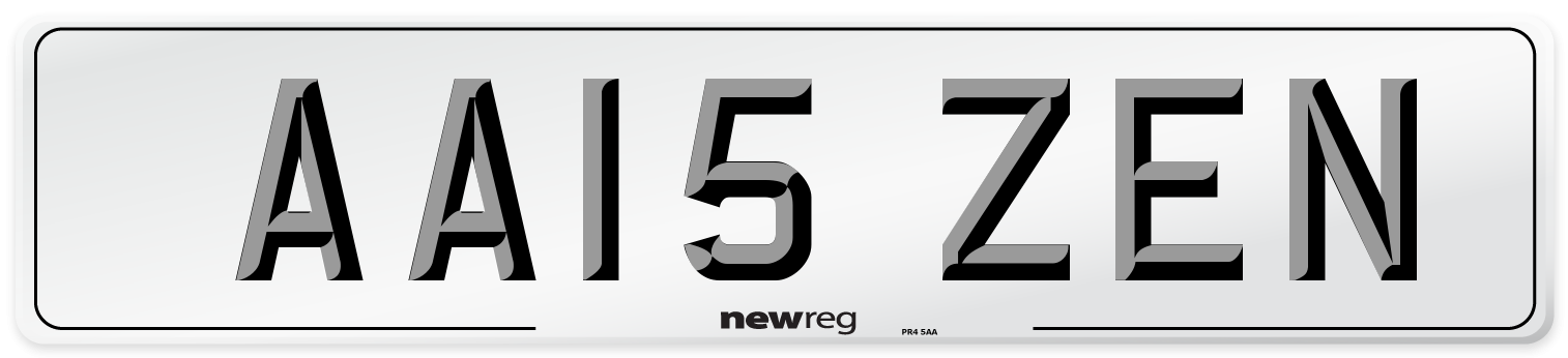 AA15 ZEN Front Number Plate