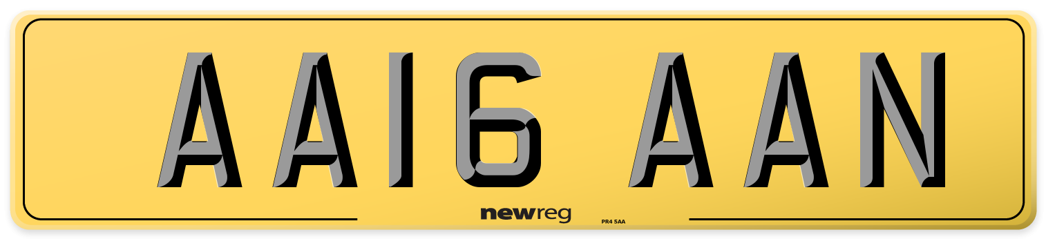 AA16 AAN Rear Number Plate