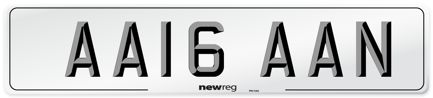 AA16 AAN Front Number Plate