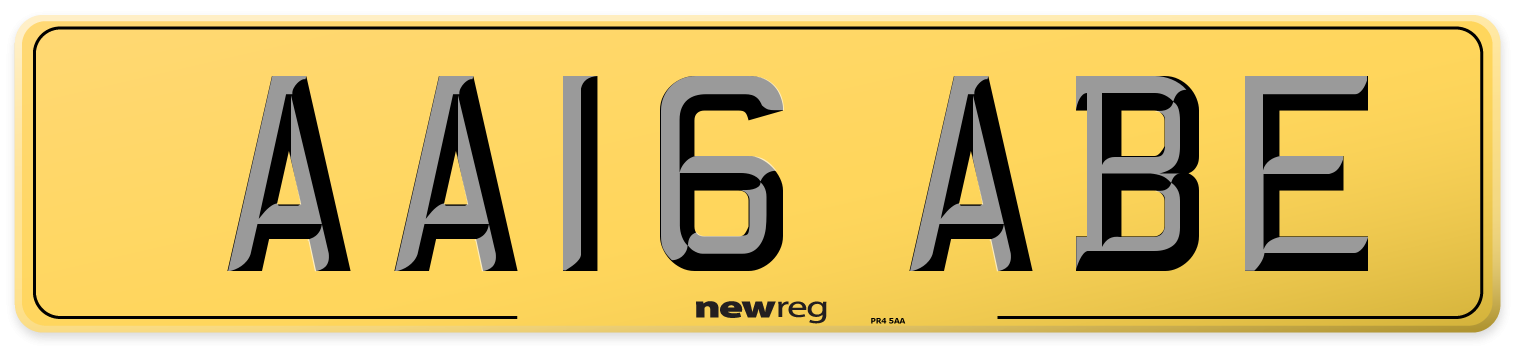 AA16 ABE Rear Number Plate