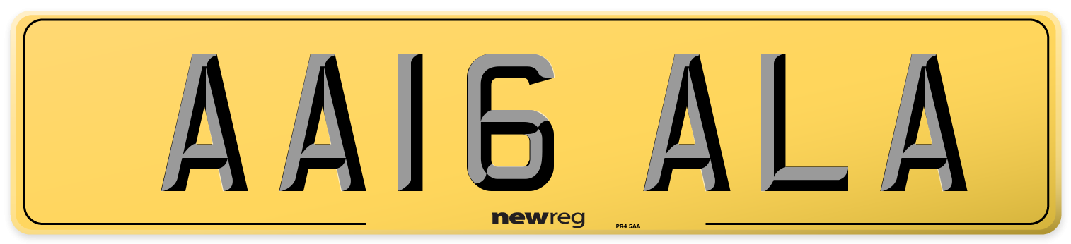 AA16 ALA Rear Number Plate