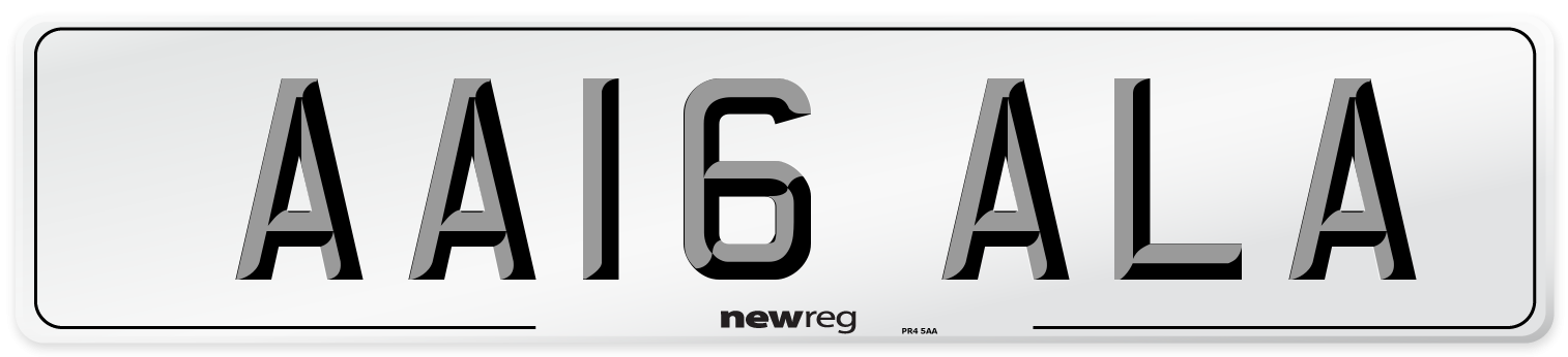 AA16 ALA Front Number Plate