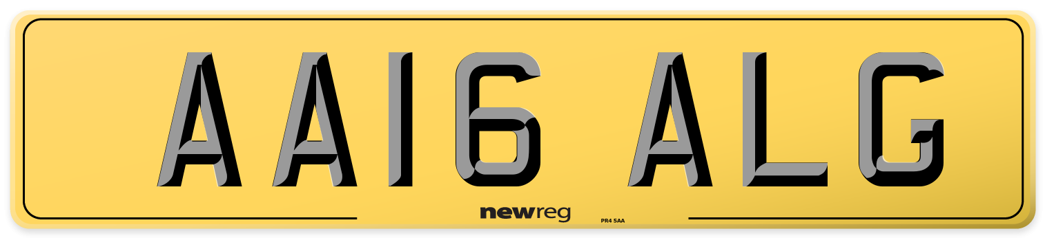 AA16 ALG Rear Number Plate