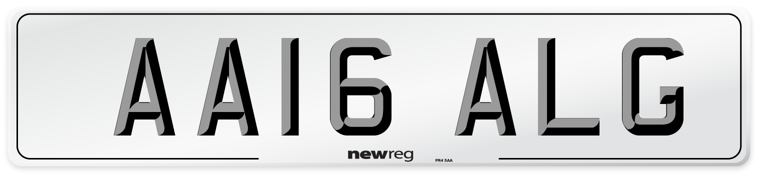 AA16 ALG Front Number Plate