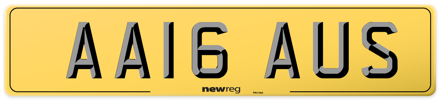 AA16 AUS Rear Number Plate