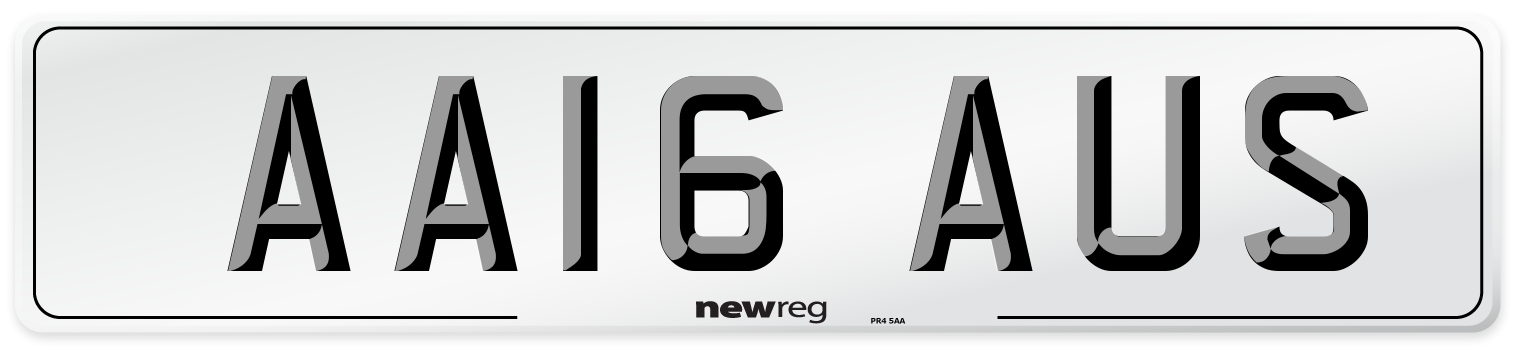 AA16 AUS Front Number Plate