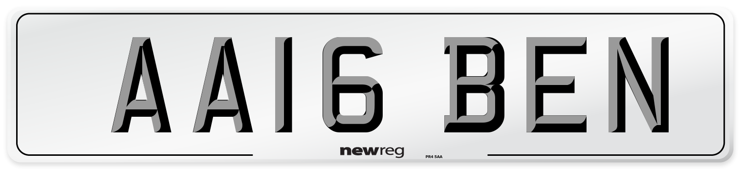 AA16 BEN Front Number Plate