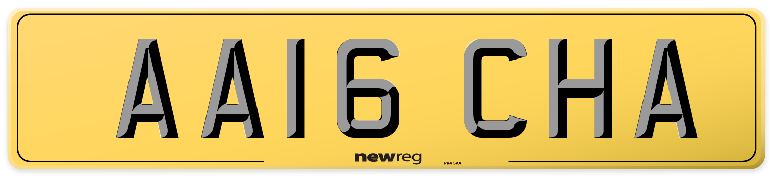 AA16 CHA Rear Number Plate