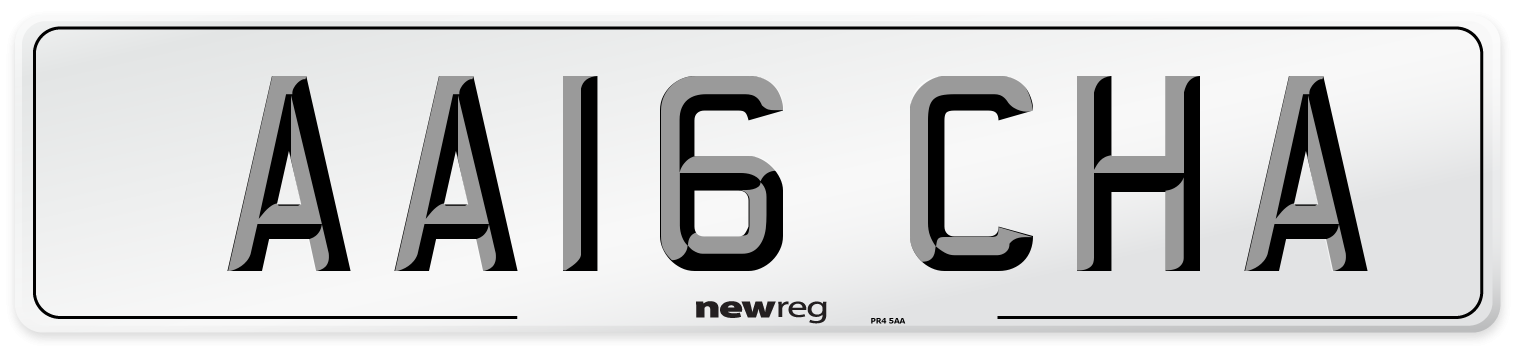 AA16 CHA Front Number Plate