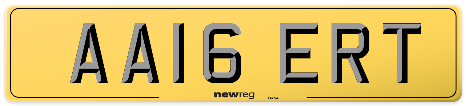 AA16 ERT Rear Number Plate
