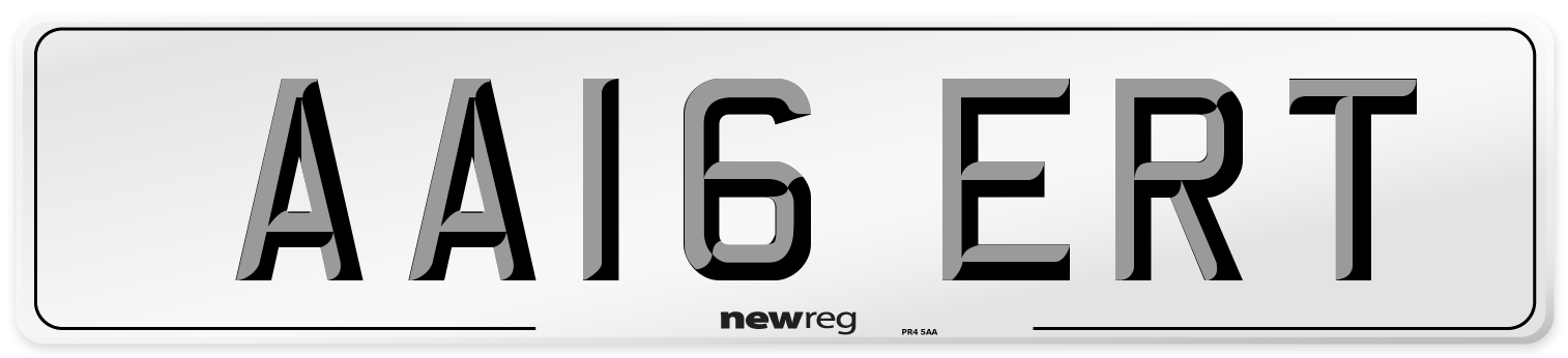 AA16 ERT Front Number Plate