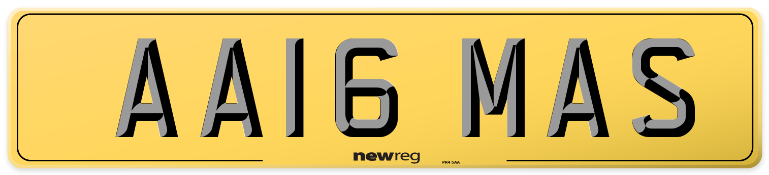AA16 MAS Rear Number Plate