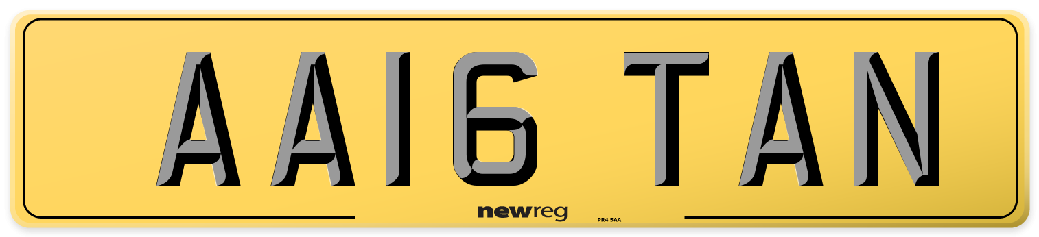AA16 TAN Rear Number Plate
