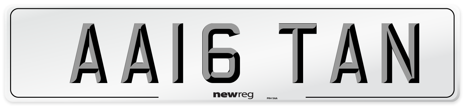 AA16 TAN Front Number Plate