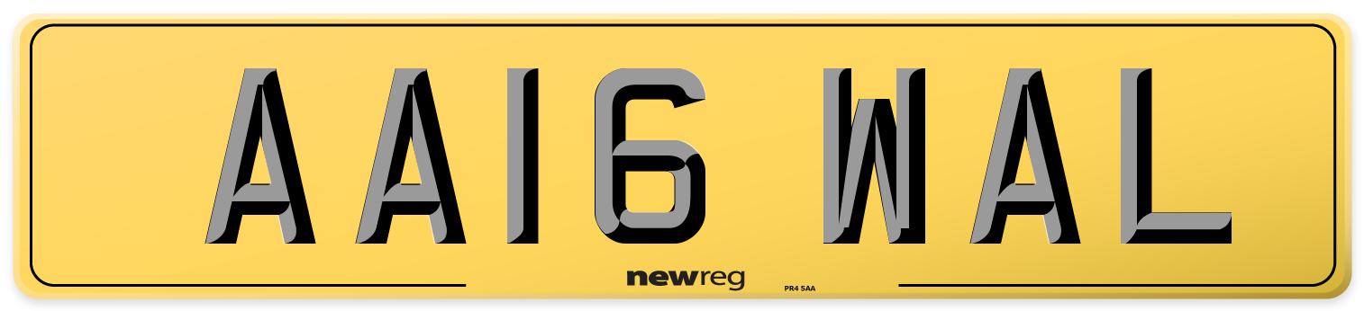 AA16 WAL Rear Number Plate