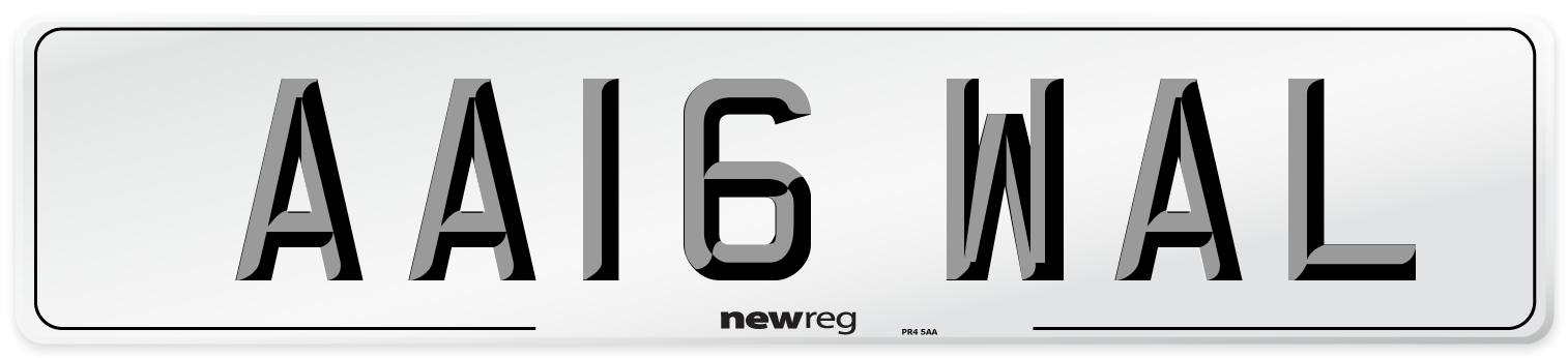 AA16 WAL Front Number Plate