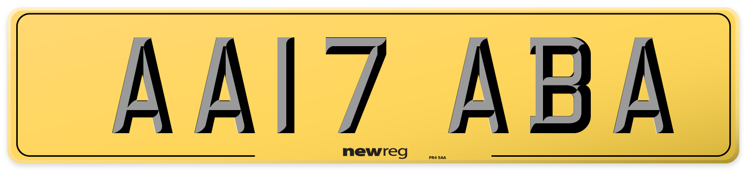 AA17 ABA Rear Number Plate