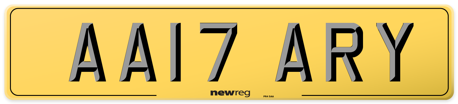 AA17 ARY Rear Number Plate