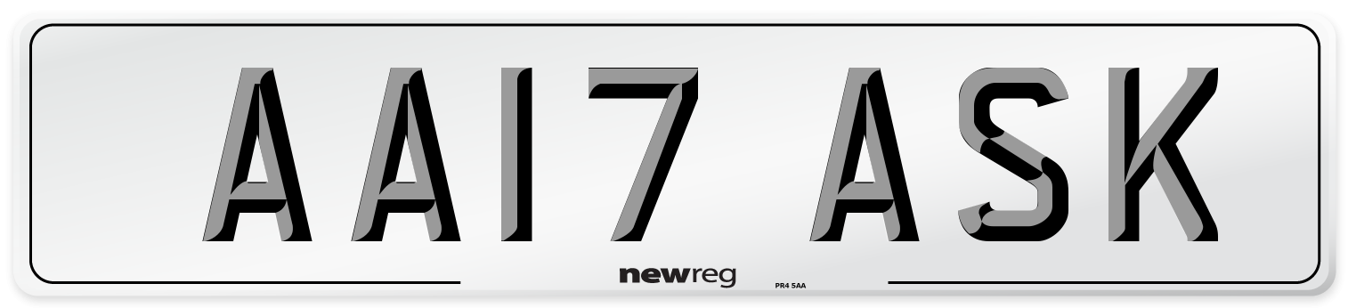 AA17 ASK Front Number Plate
