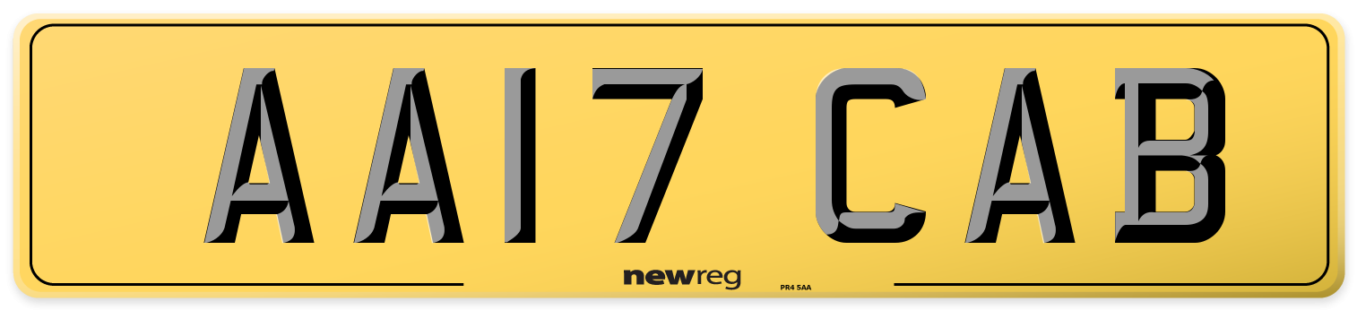 AA17 CAB Rear Number Plate