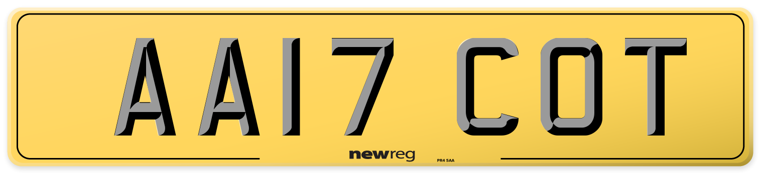 AA17 COT Rear Number Plate