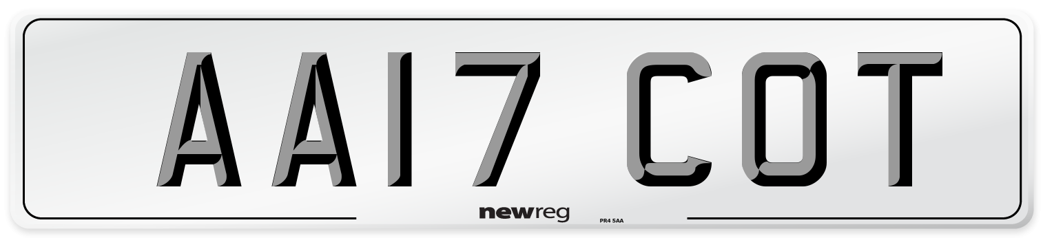 AA17 COT Front Number Plate
