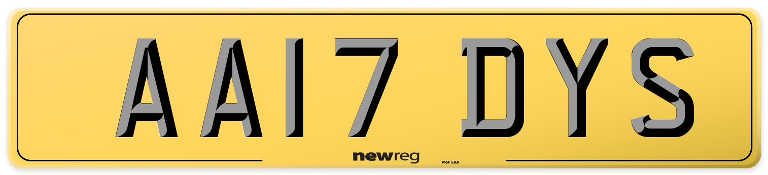 AA17 DYS Rear Number Plate
