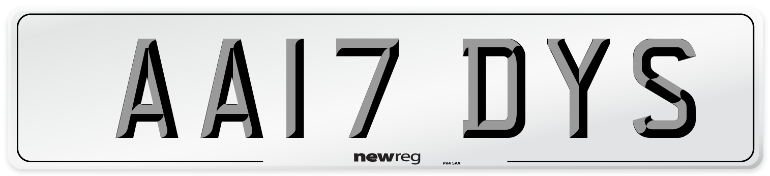 AA17 DYS Front Number Plate