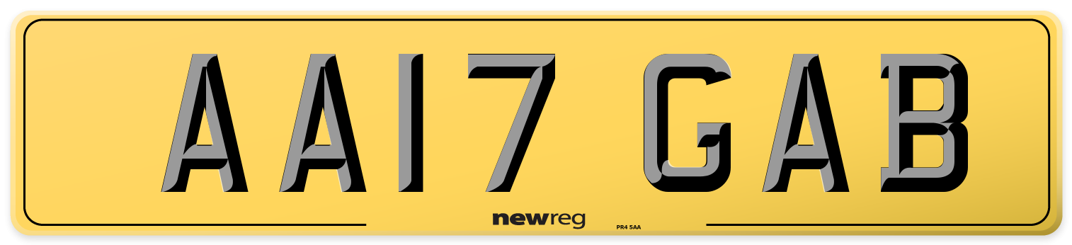 AA17 GAB Rear Number Plate