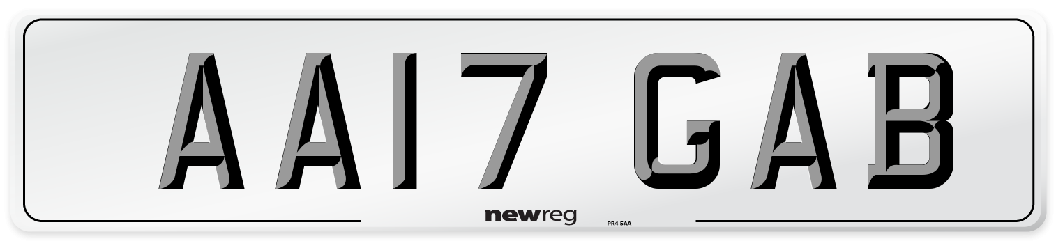 AA17 GAB Front Number Plate