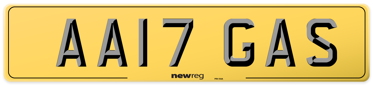AA17 GAS Rear Number Plate