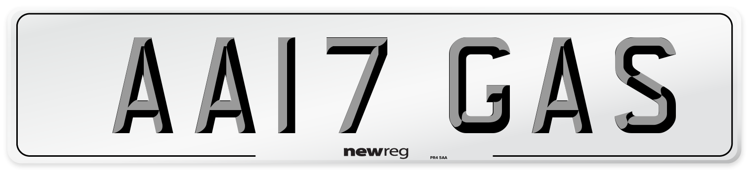 AA17 GAS Front Number Plate