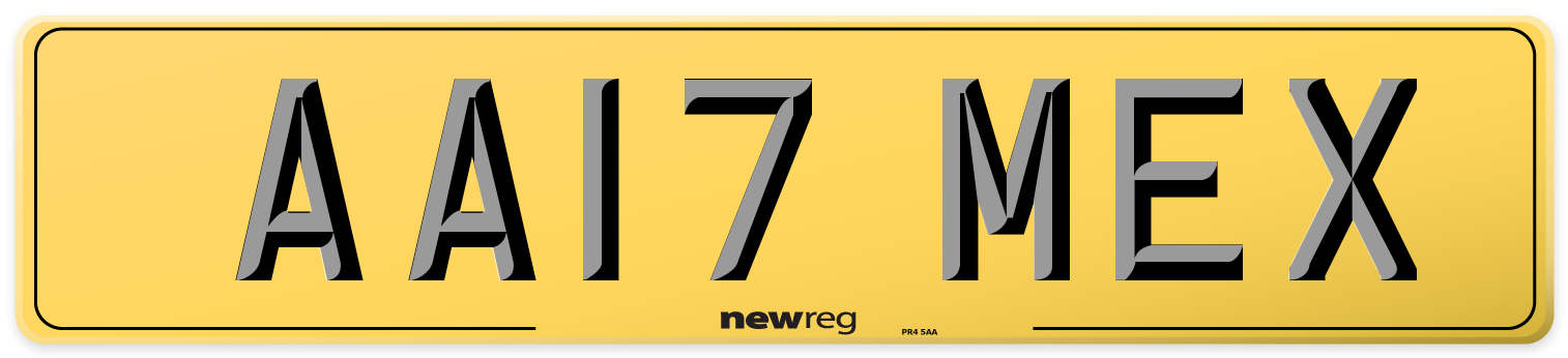 AA17 MEX Rear Number Plate