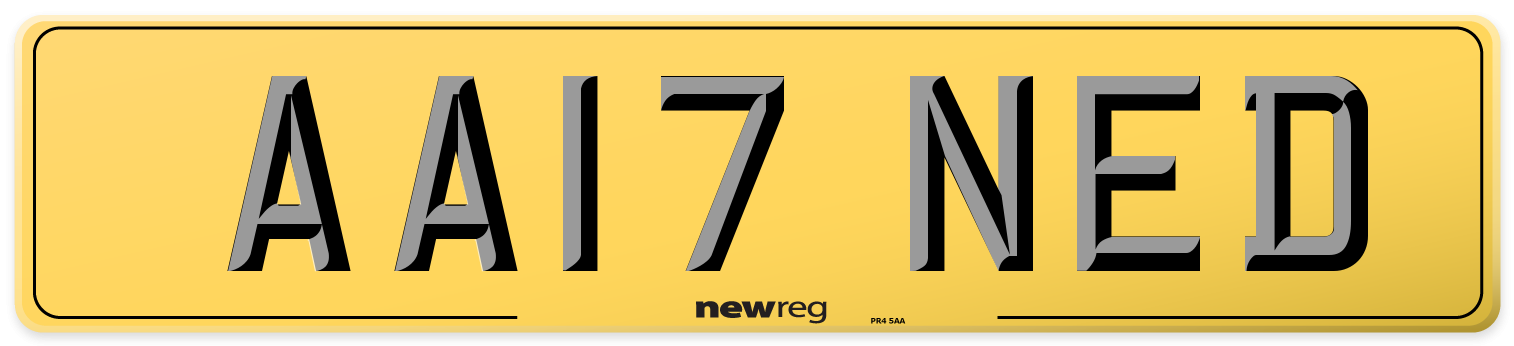 AA17 NED Rear Number Plate