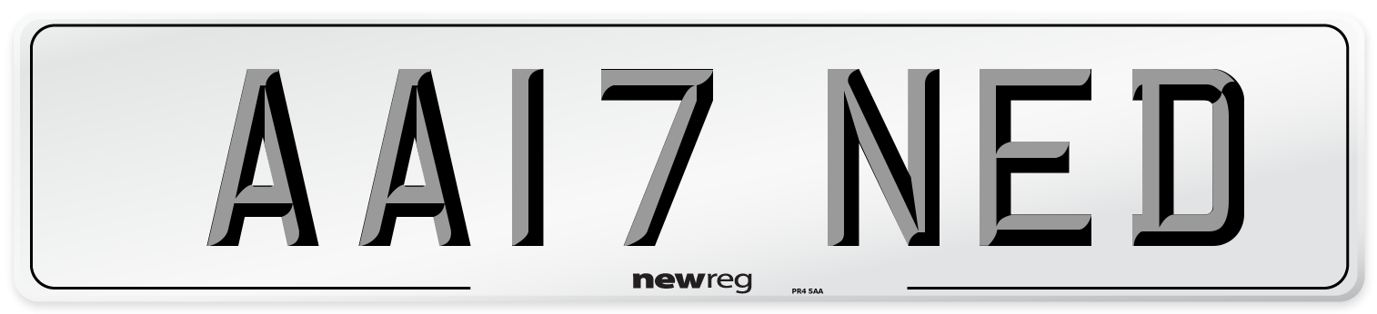 AA17 NED Front Number Plate