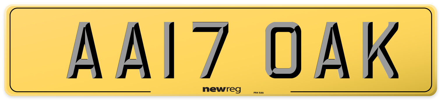 AA17 OAK Rear Number Plate