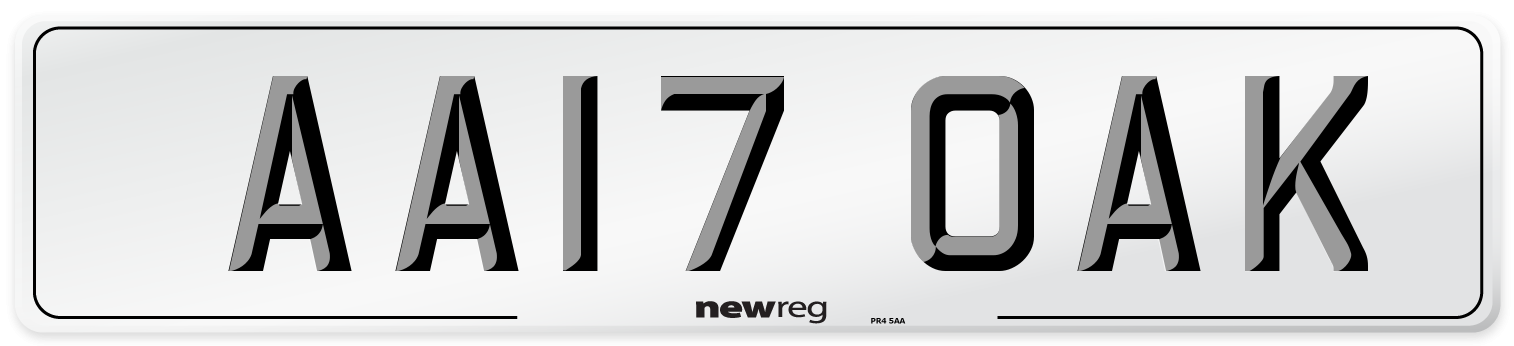 AA17 OAK Front Number Plate