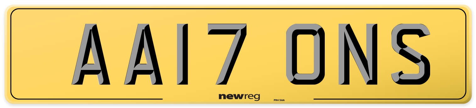 AA17 ONS Rear Number Plate