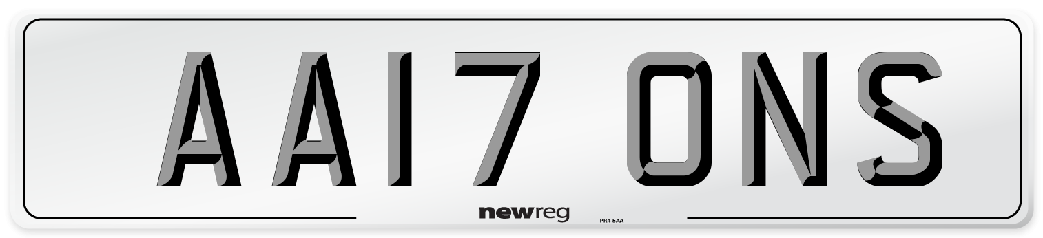 AA17 ONS Front Number Plate