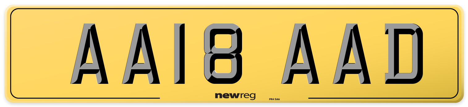 AA18 AAD Rear Number Plate