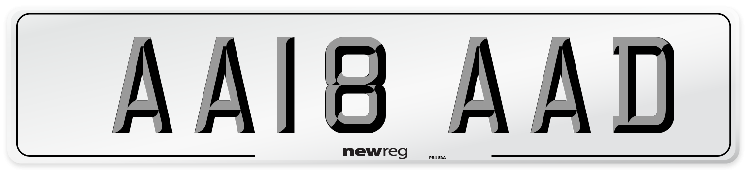 AA18 AAD Front Number Plate