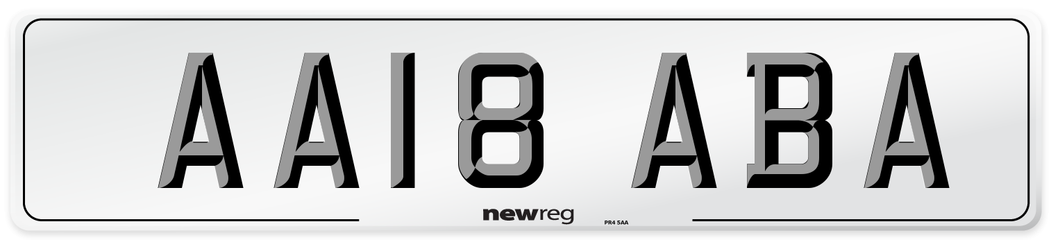 AA18 ABA Front Number Plate