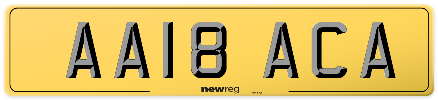 AA18 ACA Rear Number Plate