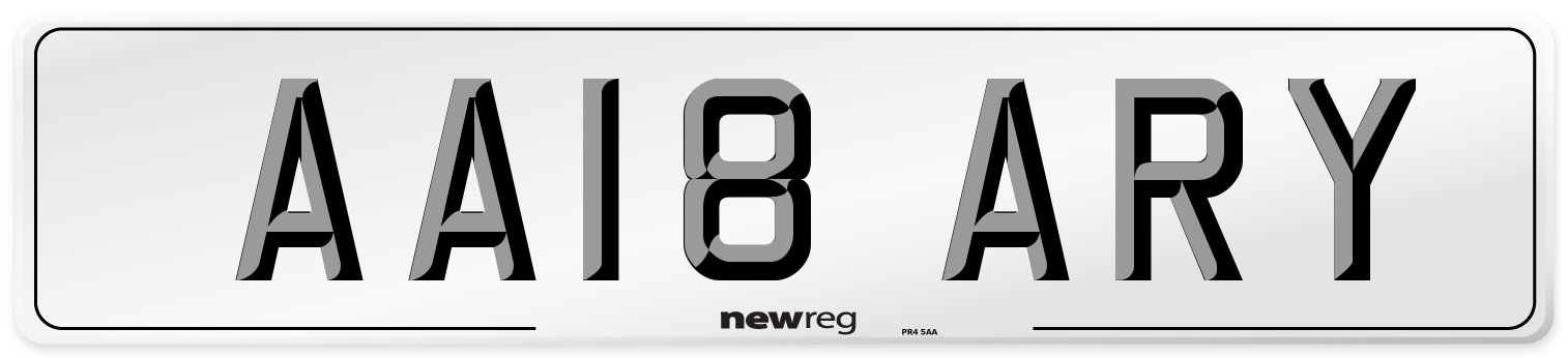 AA18 ARY Front Number Plate