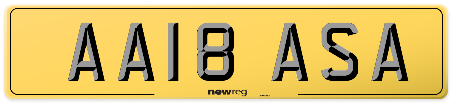 AA18 ASA Rear Number Plate