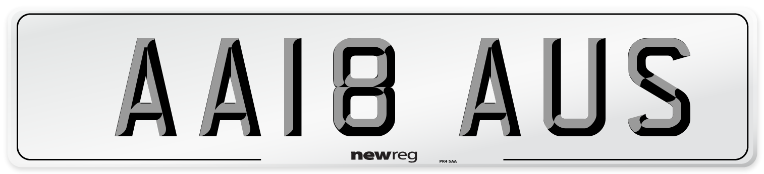 AA18 AUS Front Number Plate