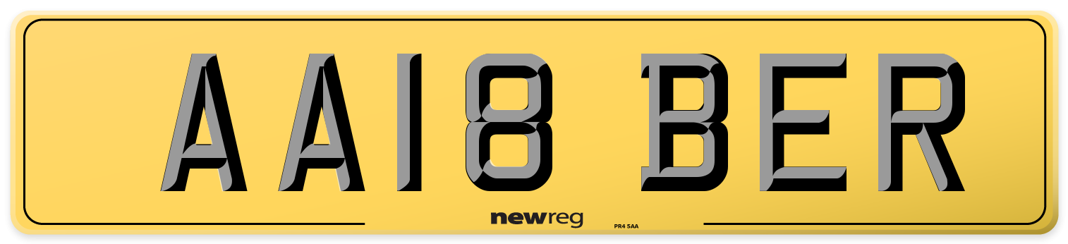 AA18 BER Rear Number Plate